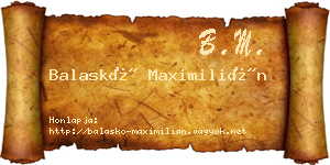 Balaskó Maximilián névjegykártya